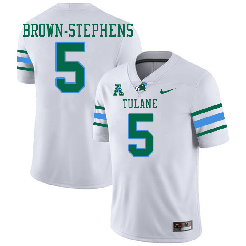 #5 Anthony Brown-Stephens Tulane Green Wave Jersey College Football Uniforms,Apparels Stitched-White